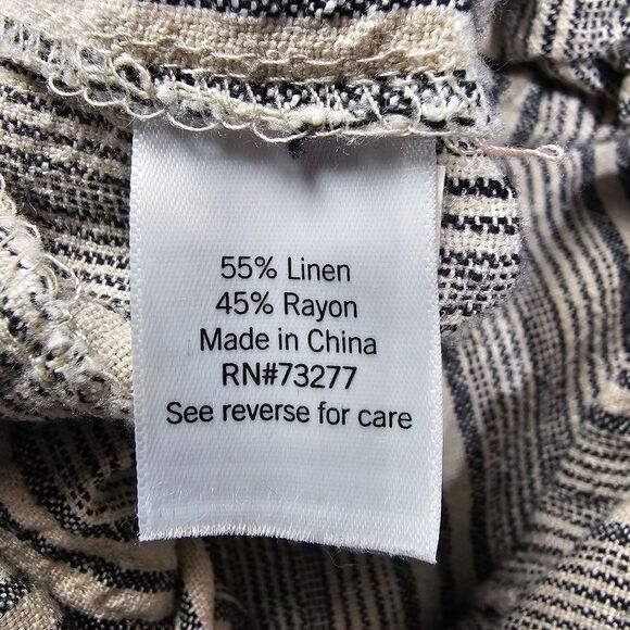 SO High Rise Wide Leg Linen Striped Pants Navy Ivory Women's Size Large - Picture 7 of 13